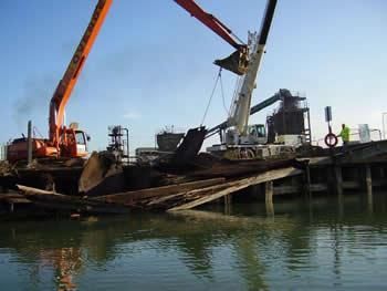 Quay side removal Newhaven Harbour 